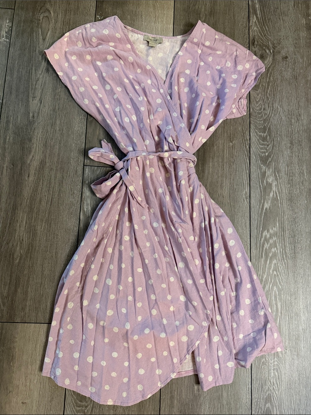 Charlie Paige Lavender Polka Dot Wrap Dress